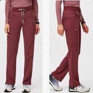 Figs Dark Cherry Yola Scrub Pants XS Tall